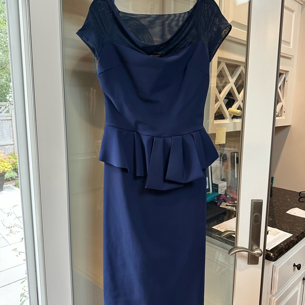 Chiara Boni Midnight Blue Peplum Dress